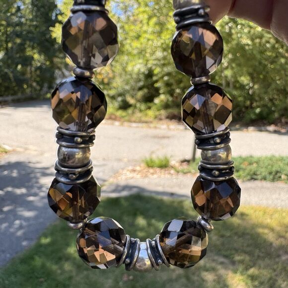 Vintage SILPADA Sterling Silver Faceted Smoky Quartz Bracelet Chunky Beaded RARE - Picture 15 of 16